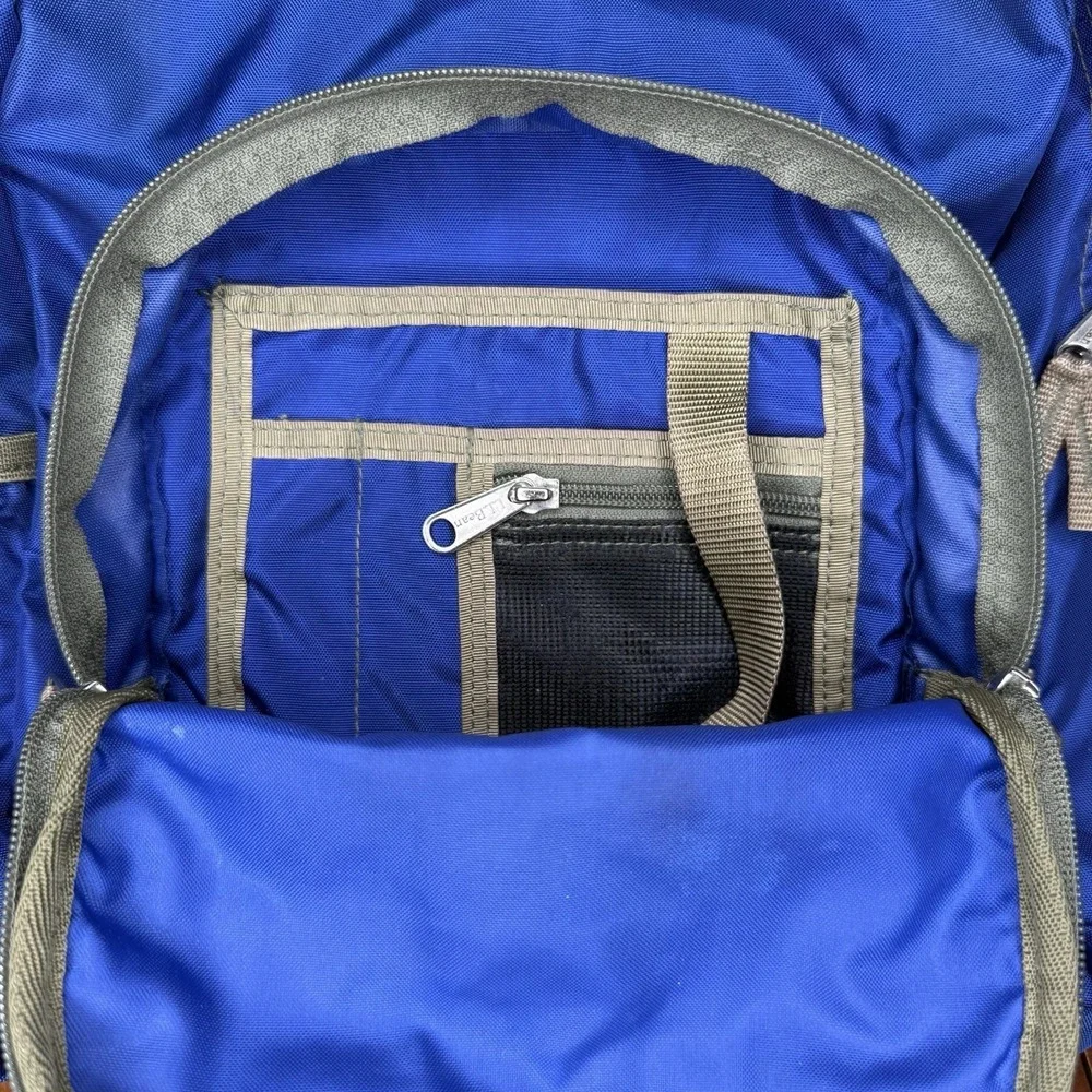 VTG LL Bean Mini Backpack Blue Reflective Stripe School Travel Daypack